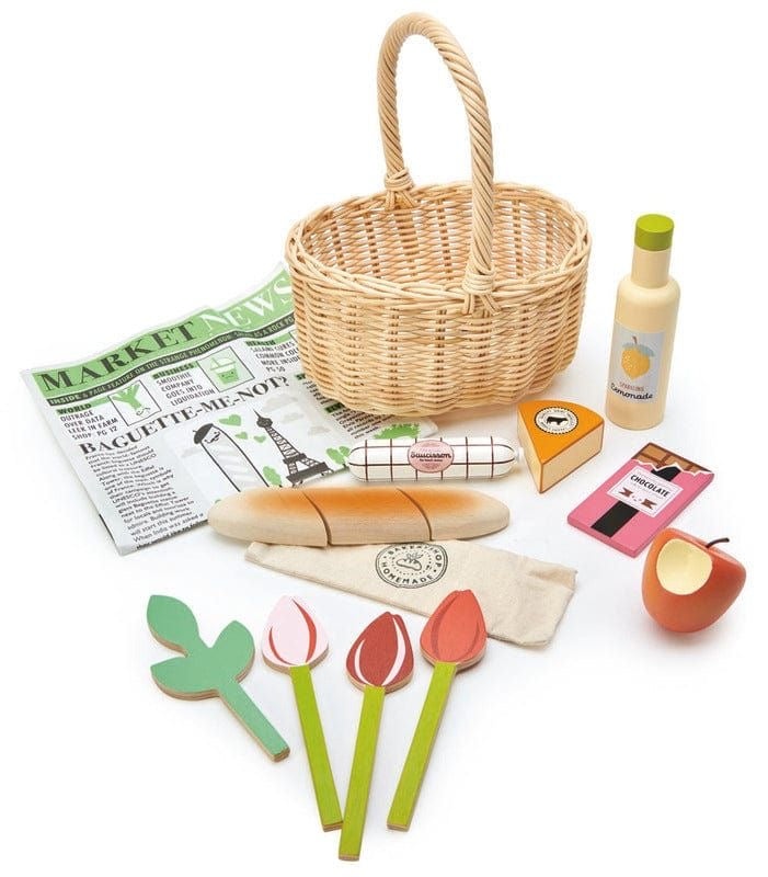 Tender Leaf - Wooden Wicker Shopping Basket