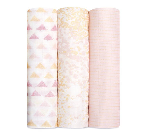 aden + anais - 3pk Bamboo Swaddles- Metallic Primrose Birch