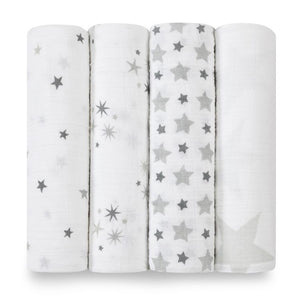 Aden and Anais- 4pk Swaddles- Twinkle